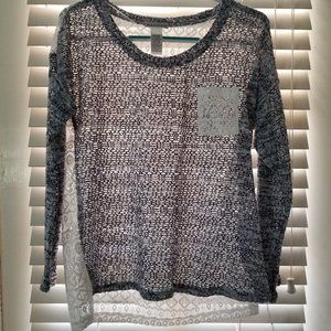 Hannah small medieval blue crochet back sweater